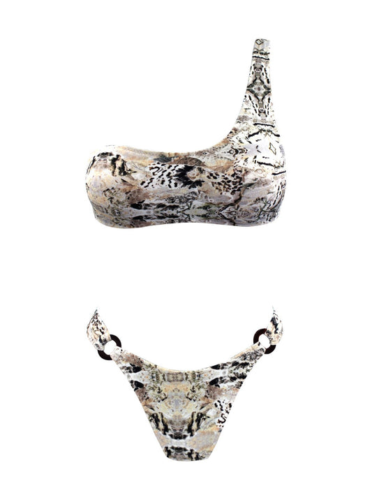 One shoulder safari bikini
