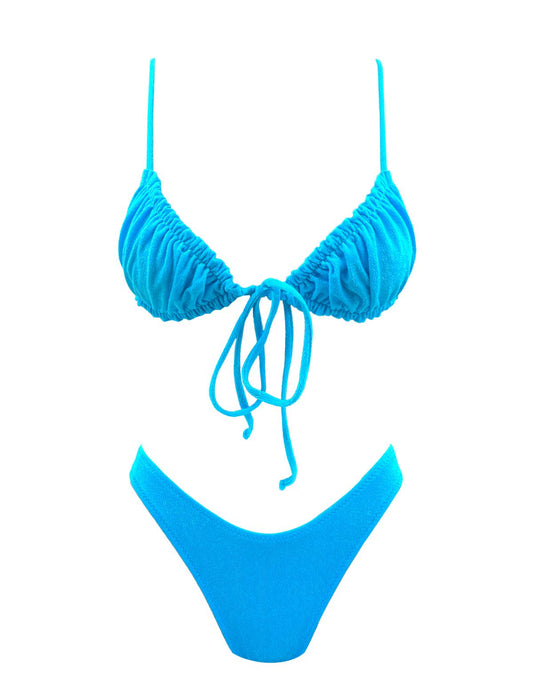 Ruched sky blue bralette Bikini
