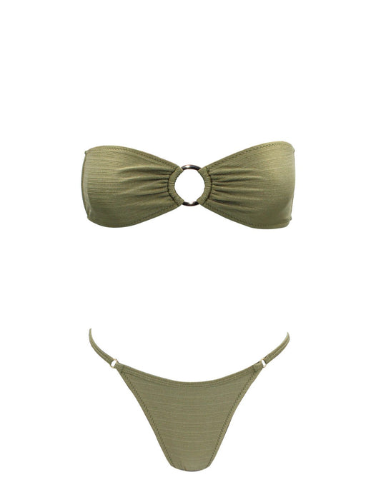 Strapless olive green Bikini
