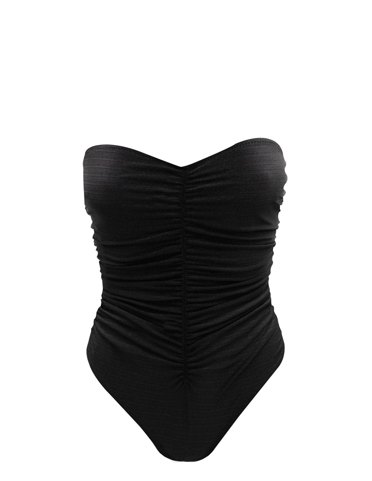 Strapless shiny black One-piece