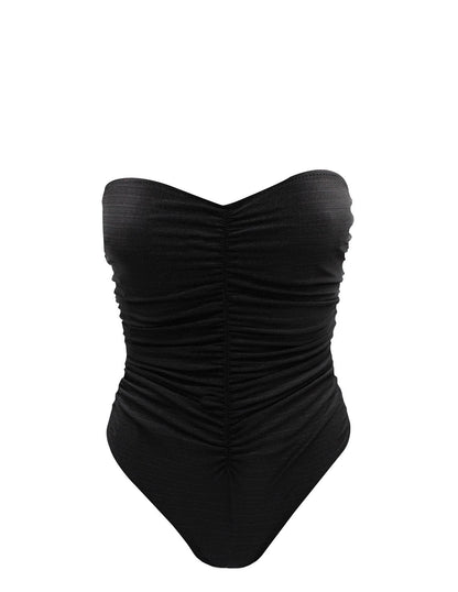 Strapless shiny black One-piece