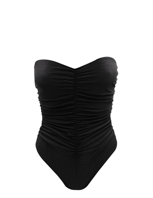 Strapless shiny black One-piece