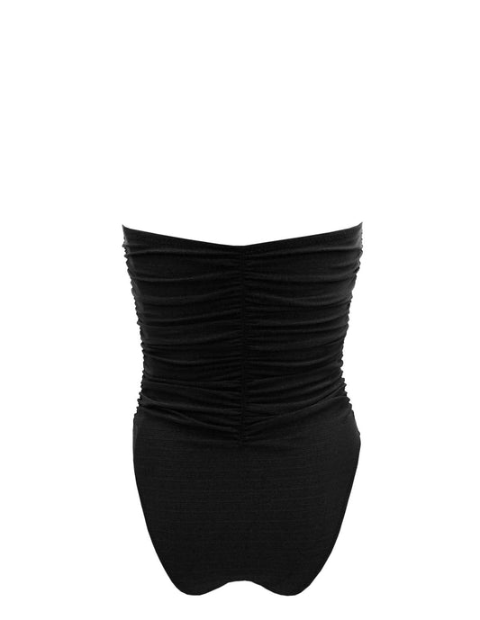 Strapless shiny black One-piece