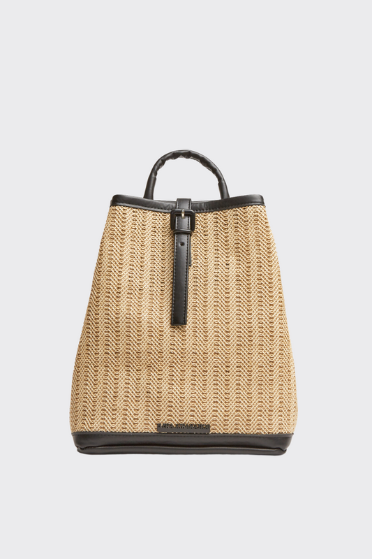 Natural Straw Beige Backpack