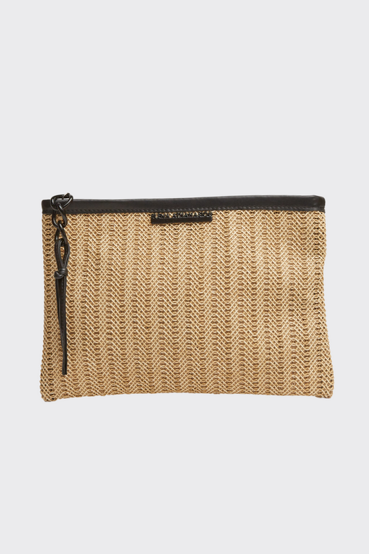 Natural Straw Beige Clutch