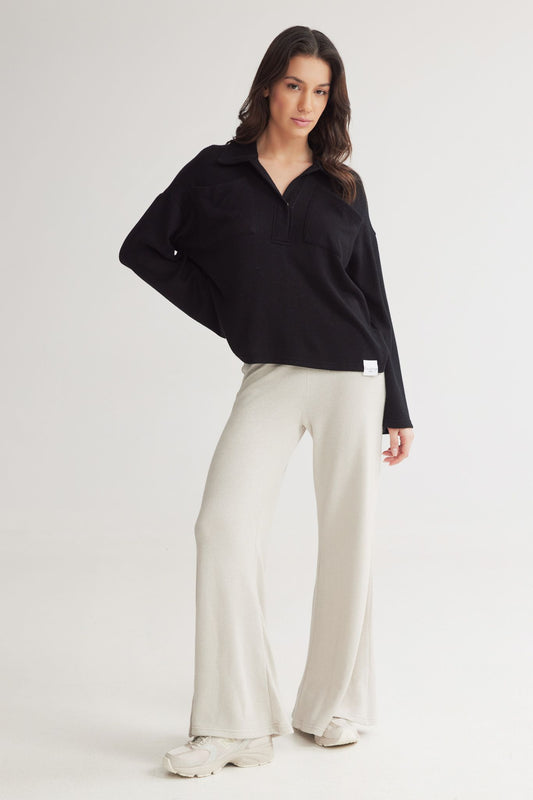 Winter Sweatshirt Polo Top