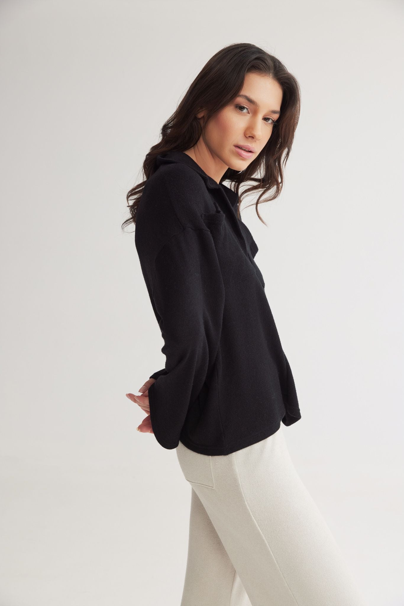 Winter Sweatshirt Polo Top