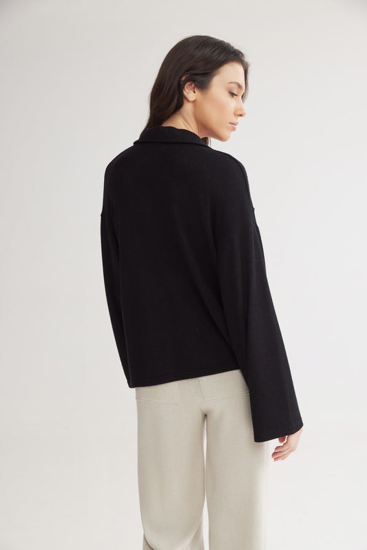 Winter Sweatshirt Polo Top