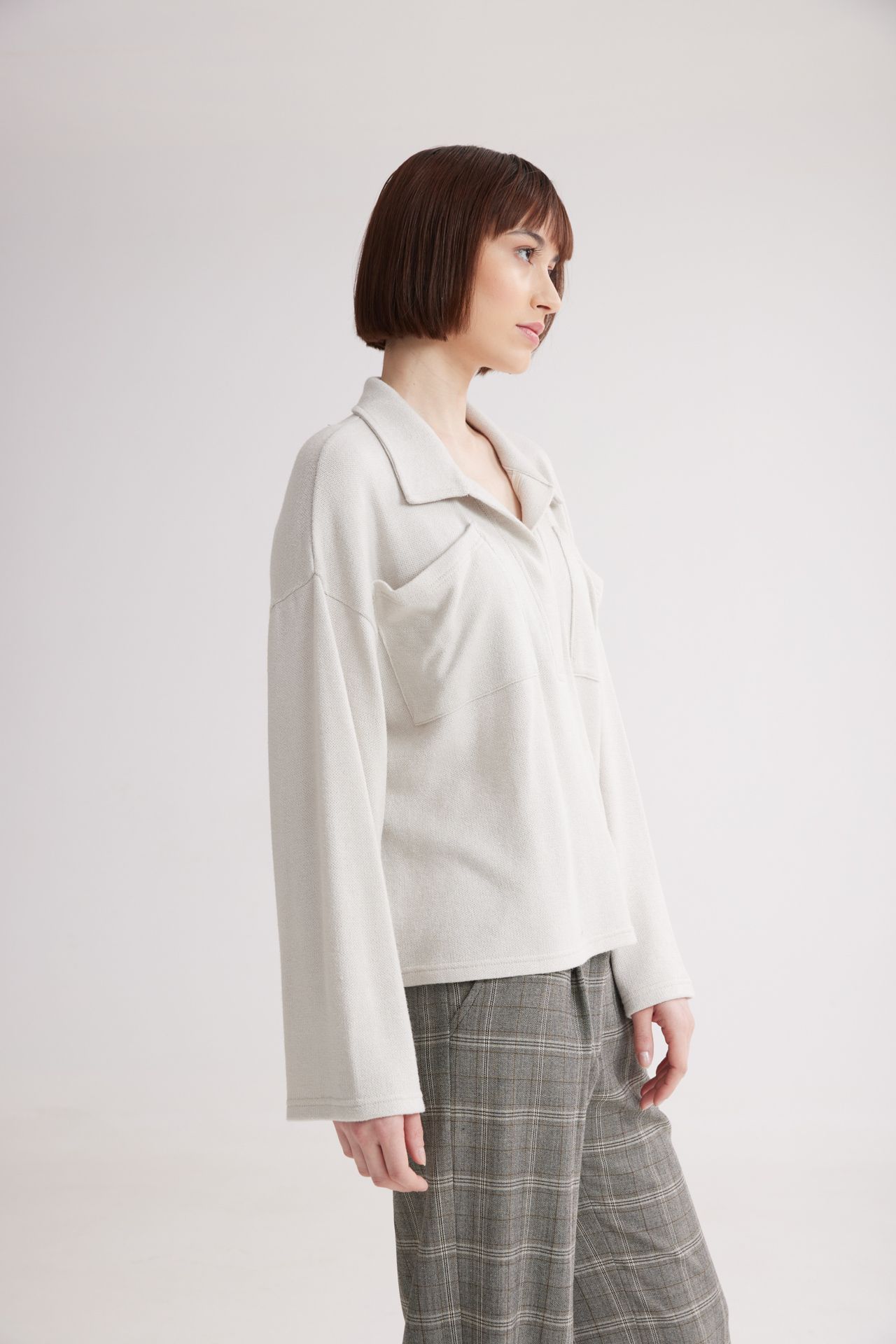Winter Sweatshirt Polo Top