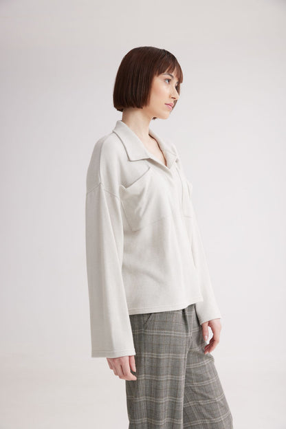 Winter Sweatshirt Polo Top