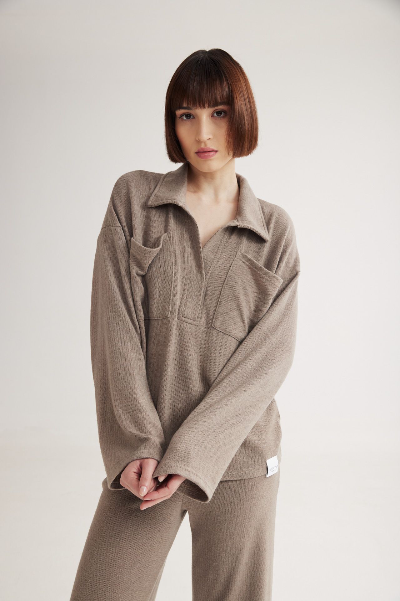 Winter Sweatshirt Polo Top