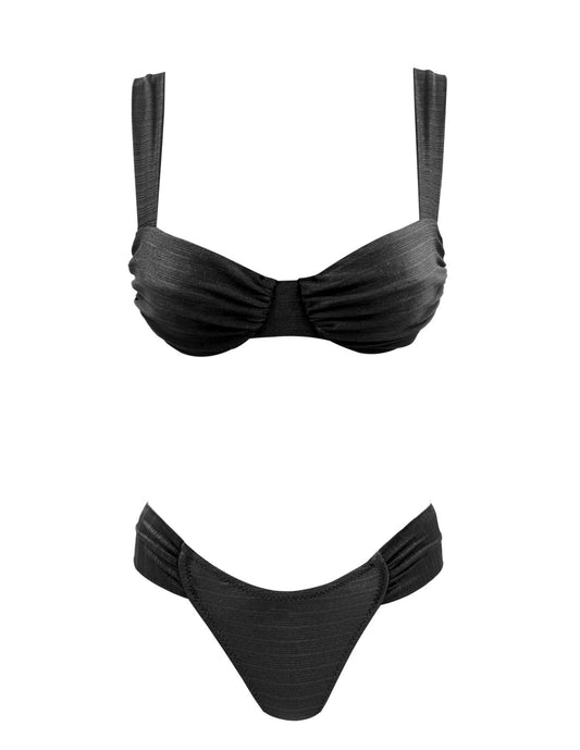 Wire shiny black Bikini